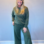 Cozy Chic Pullover & Pant Set in Dark Olive