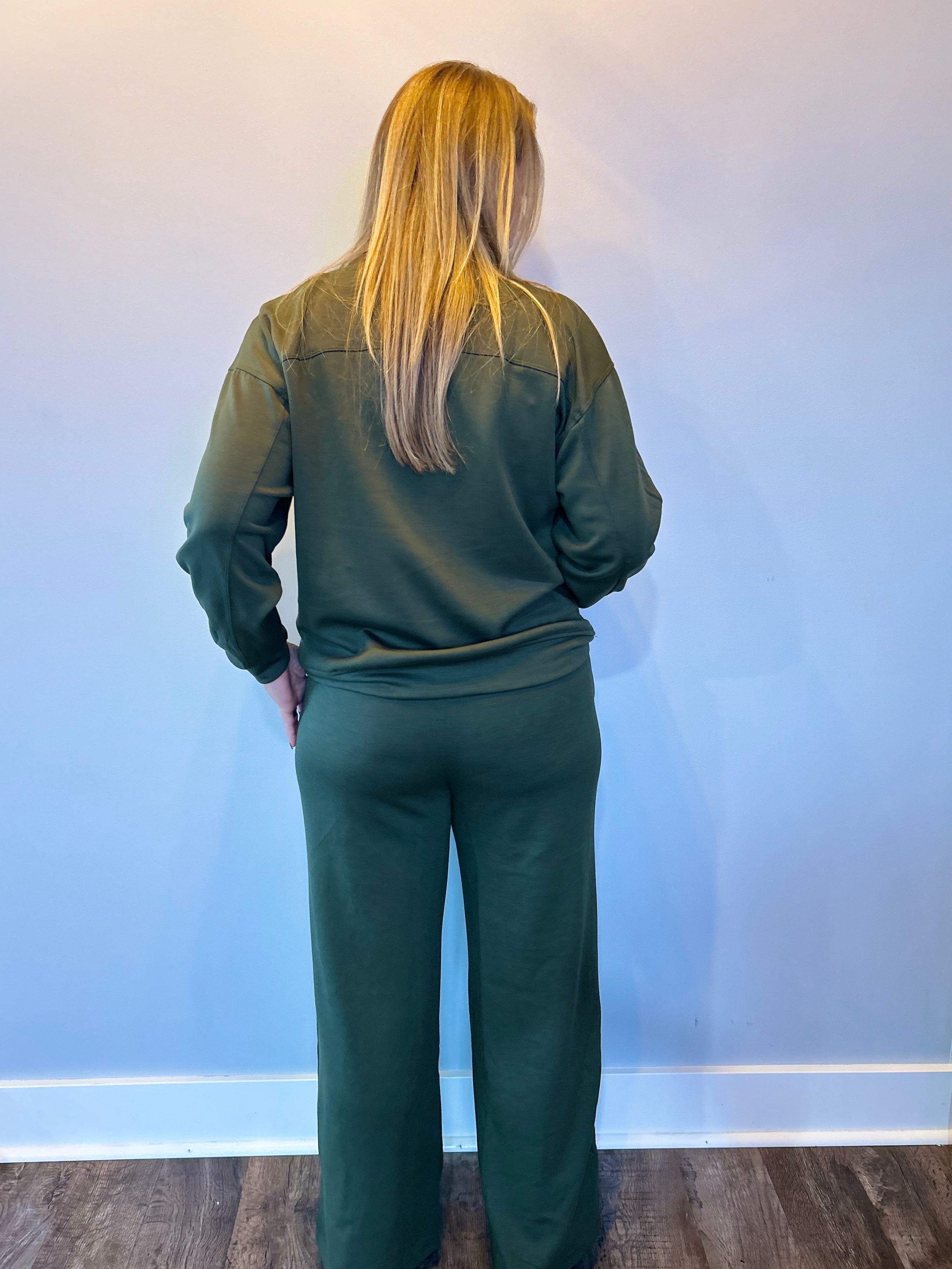 Cozy Chic Pullover & Pant Set in Dark Olive