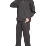 Cozy Chic Scuba Half Zip & Jogger Set in Black