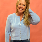 Cozy Classic Button-Up Sweater Knit Top in Sky Blue
