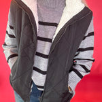 Cozy Contrast Quilted Fleece Vest in Black