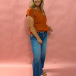 Cozy Cool Knit – Chest Pocket Sweater Tee in Rust