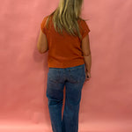 Cozy Cool Knit – Chest Pocket Sweater Tee in Rust