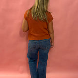 Cozy Cool Knit – Chest Pocket Sweater Tee in Rust