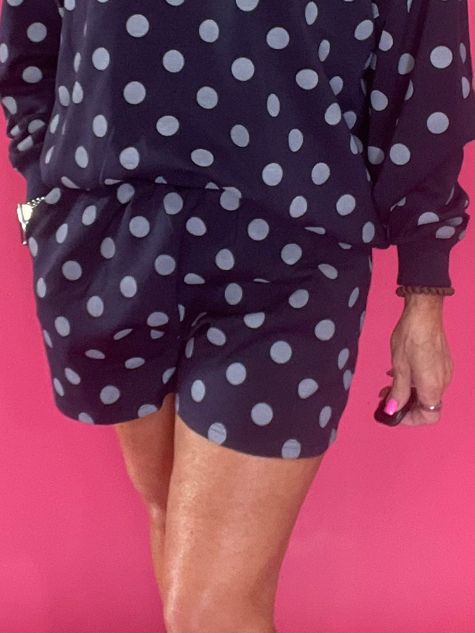 Cozy & Coordinated Long Sleeve Shorts Set in Navy