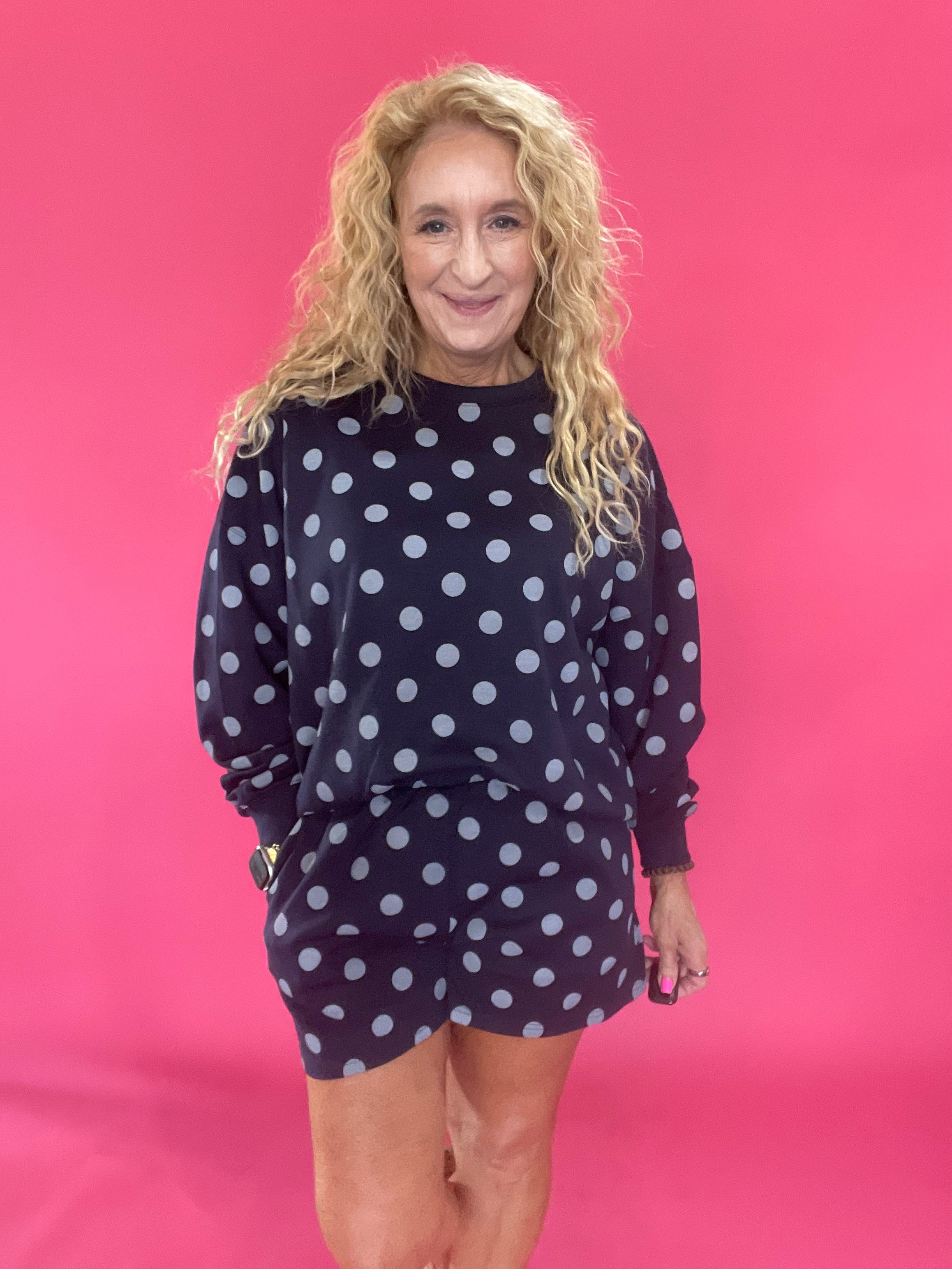 Cozy & Coordinated Long Sleeve Shorts Set in Navy
