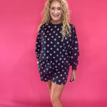 Cozy & Coordinated Long Sleeve Shorts Set in Navy