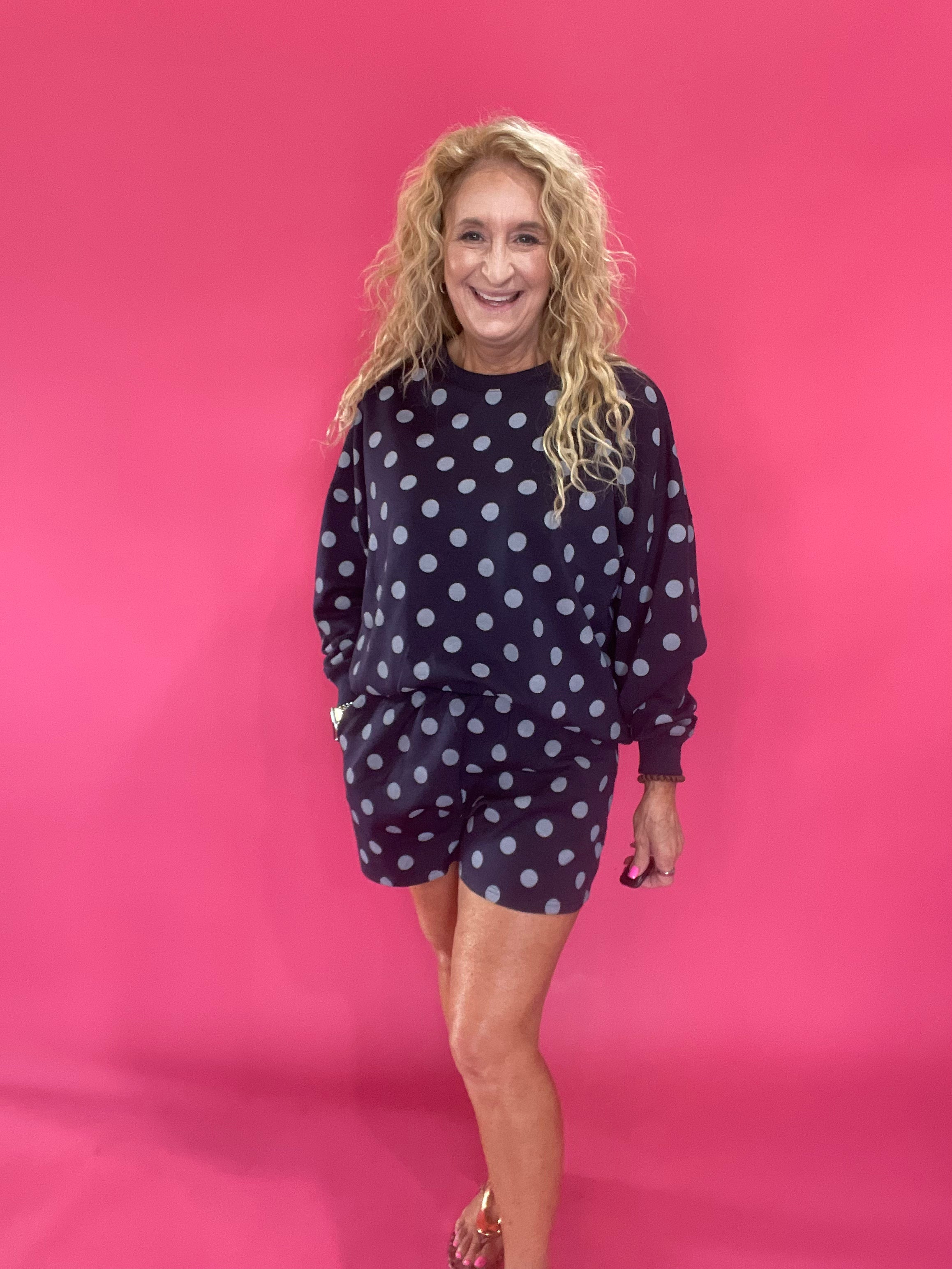 Cozy & Coordinated Long Sleeve Shorts Set in Navy