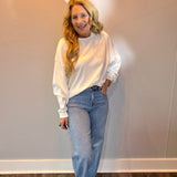 Cozy Core Waffle Knit Top in Ivory