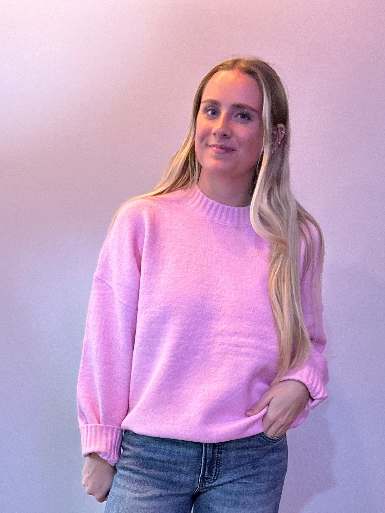 Cozy Layers Oversized Sweater in Pink