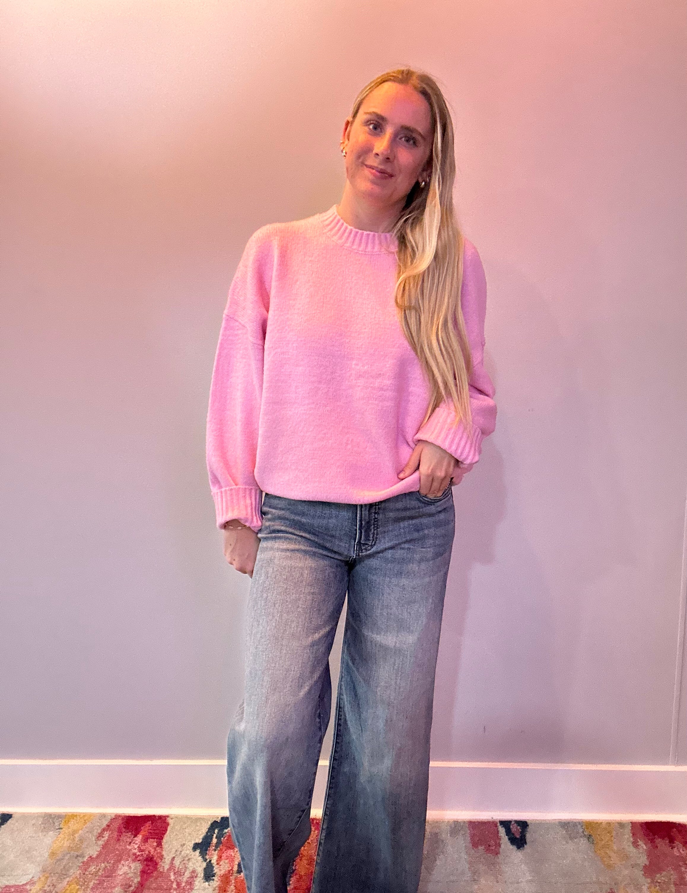Cozy Layers Oversized Sweater in Pink