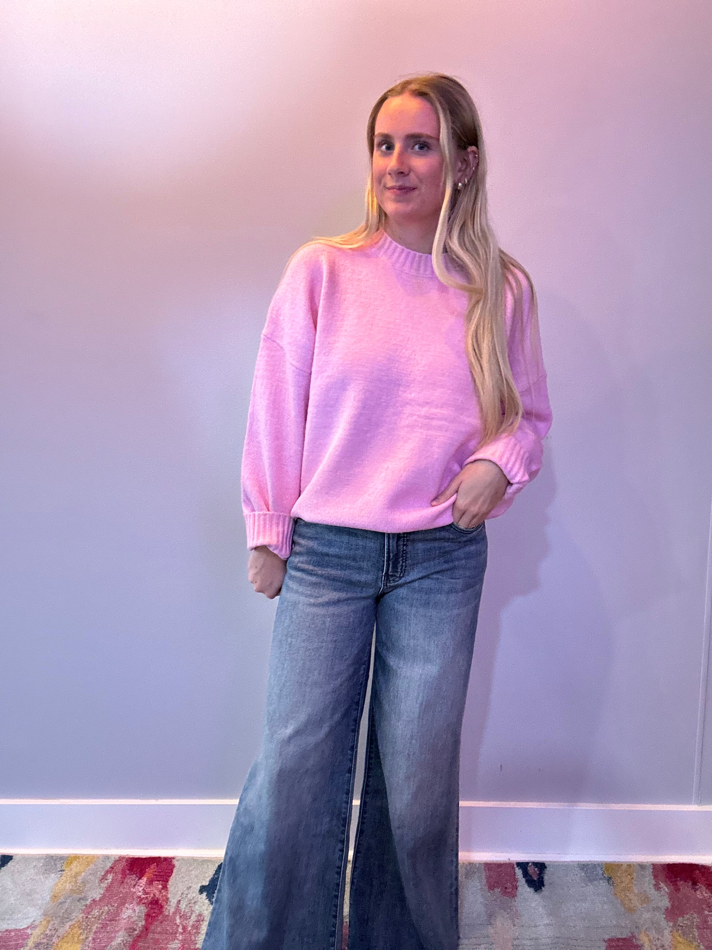Cozy Layers Oversized Sweater in Pink