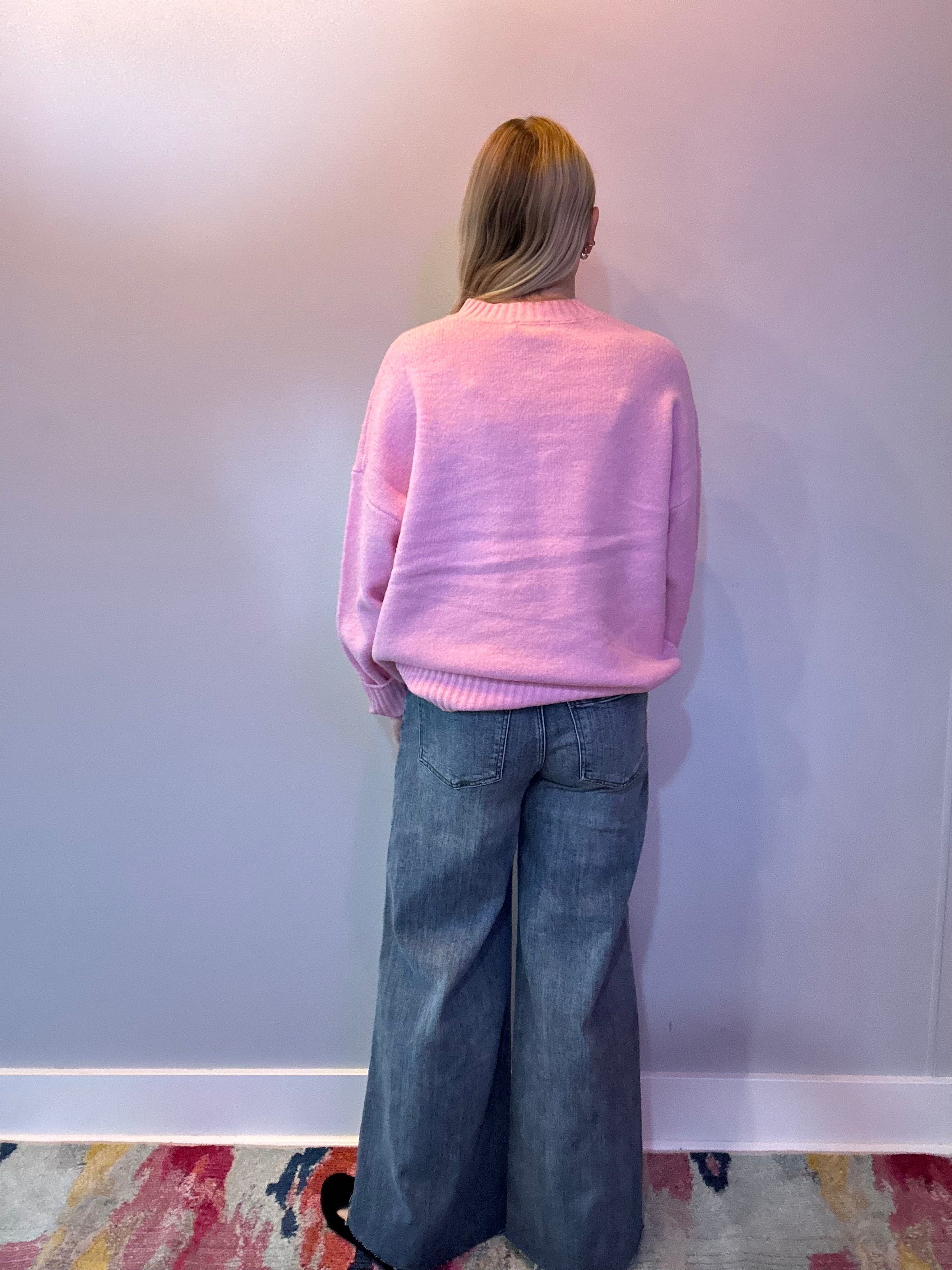 Cozy Layers Oversized Sweater in Pink