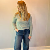 Cozy Luxe Waffle Knit Top in Green