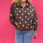 Cozy Mineral Wash Quarter Zip Pullover in Brown