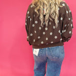 Cozy Mineral Wash Quarter Zip Pullover in Brown