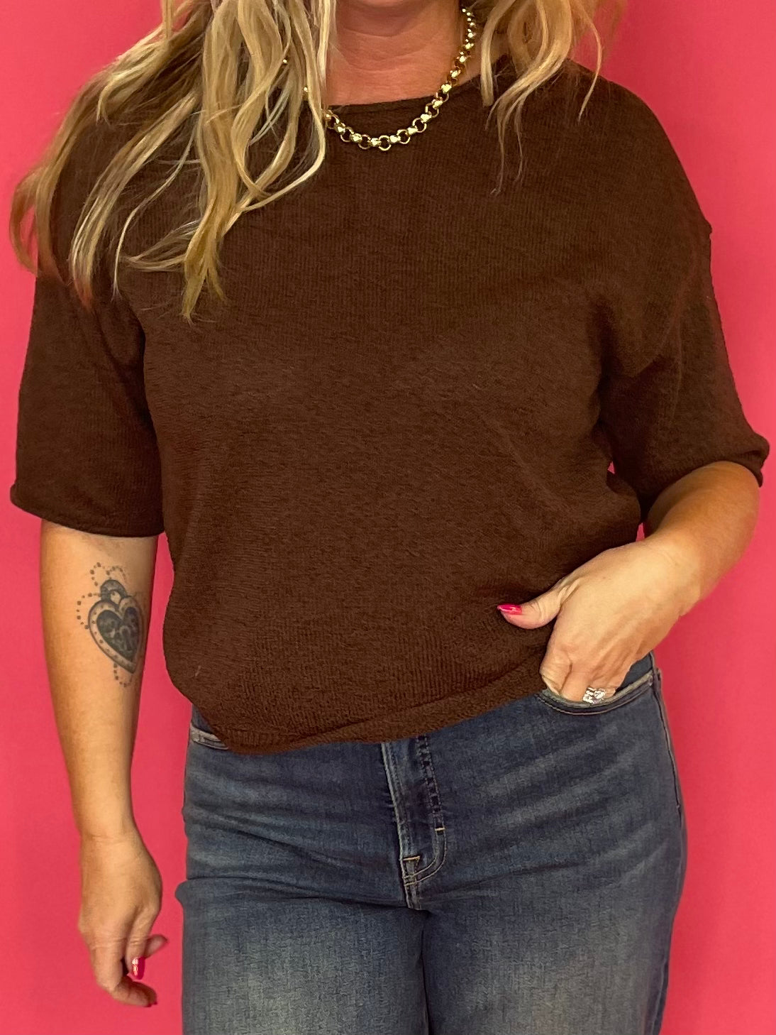Cozy Season Knit Sweater in Brown