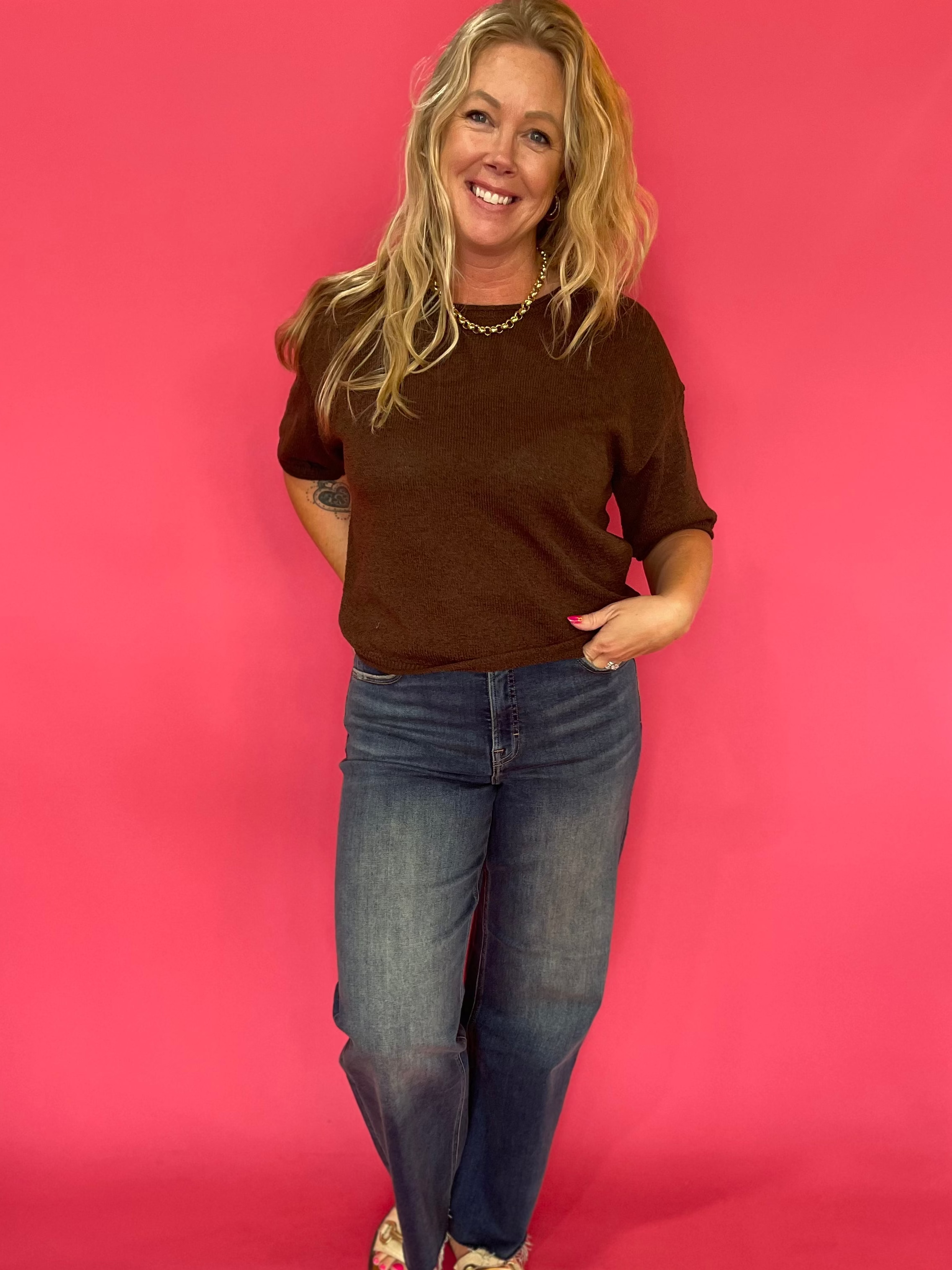 Cozy Season Knit Sweater in Brown