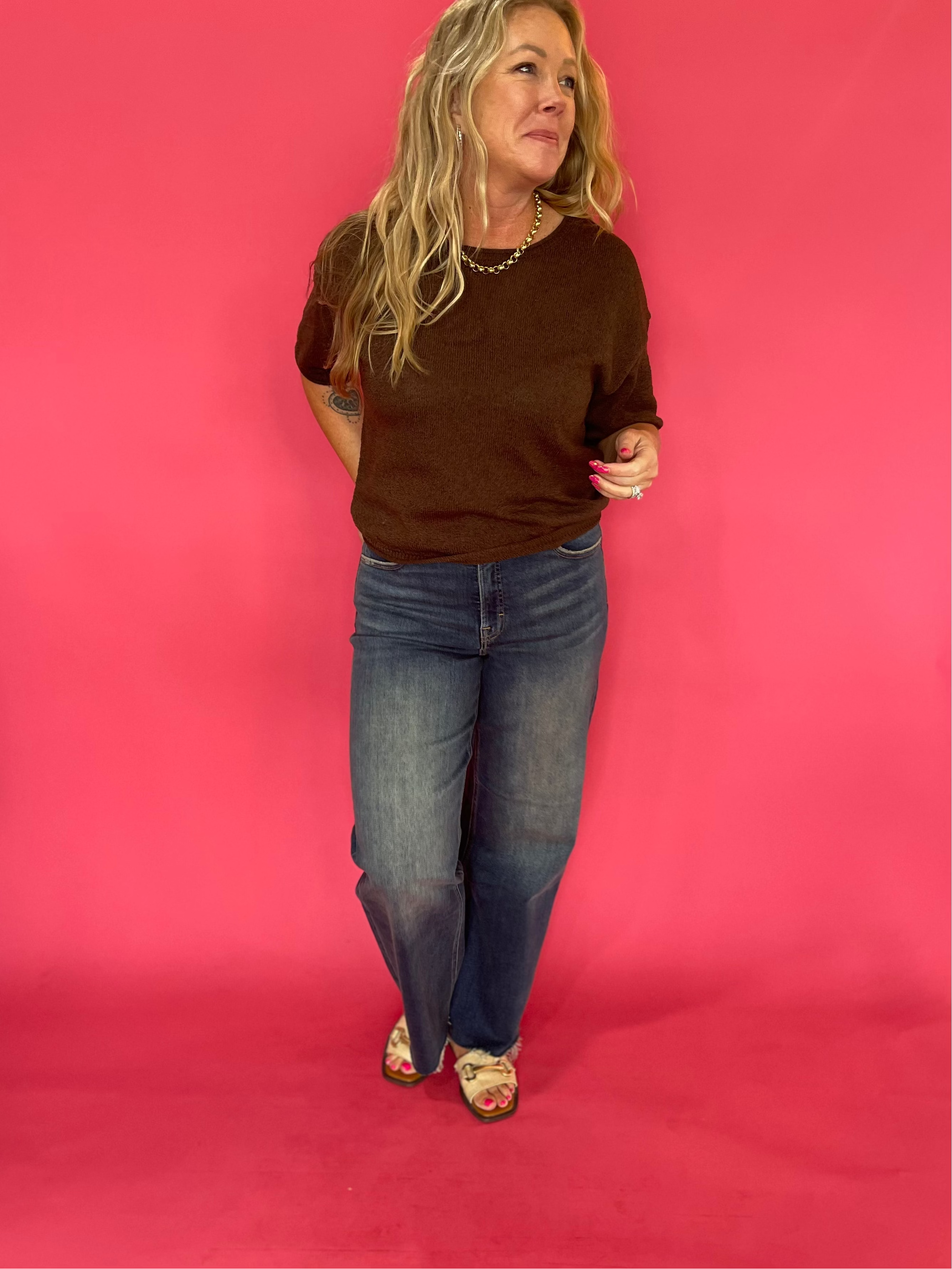 Cozy Season Knit Sweater in Brown
