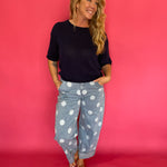 Polka Dot Barrel High Waist Jeans