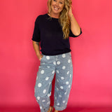 Polka Dot Barrel High Waist Jeans