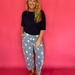 Polka Dot Barrel High Waist Jeans