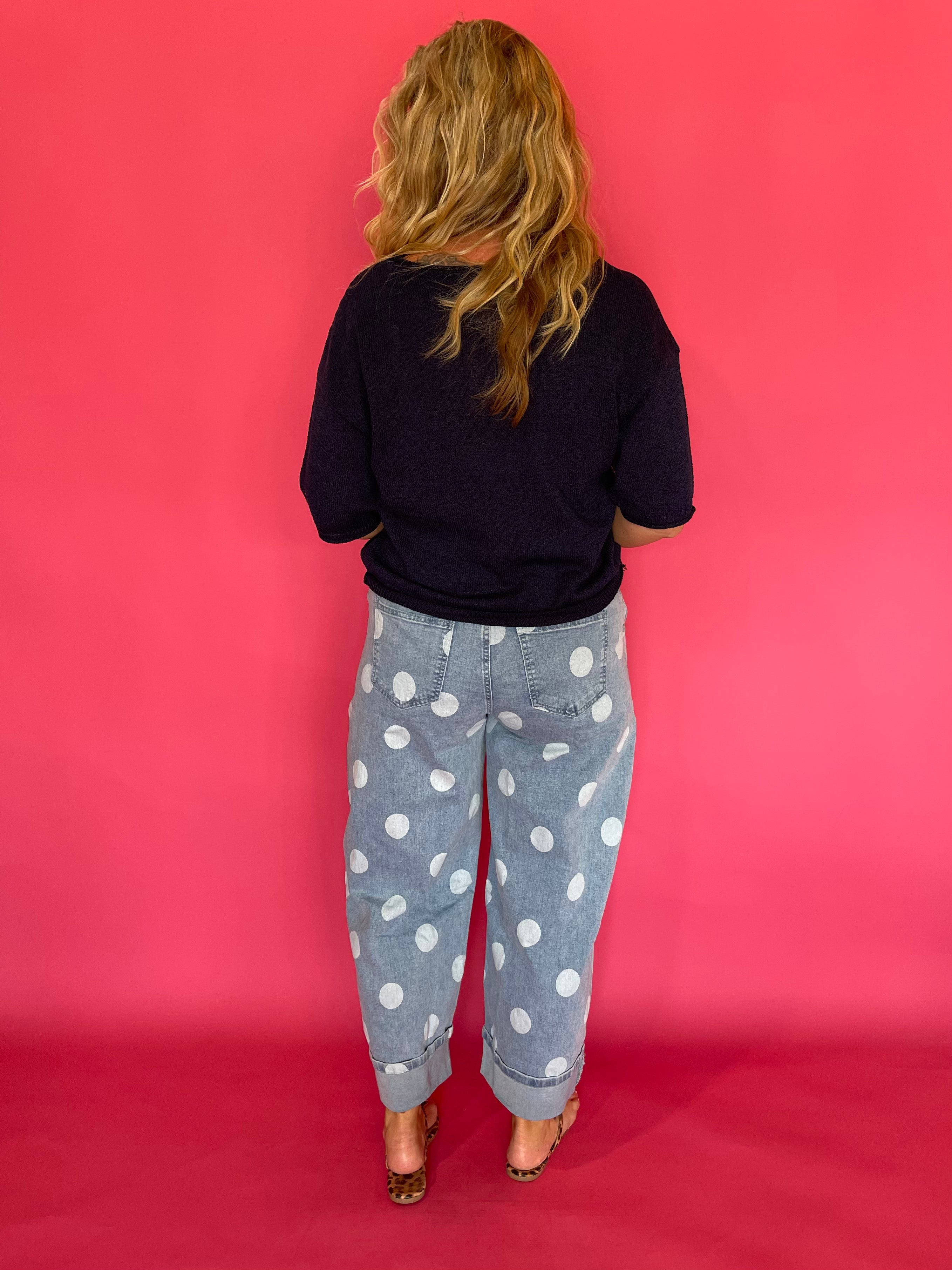 Polka Dot Barrel High Waist Jeans