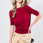 The Button Detail Knit Sweater in Burgundy