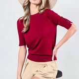 The Button Detail Knit Sweater in Burgundy