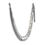 Side view of the Cricket necklace showing crystal spacing along the chain at the collarbone