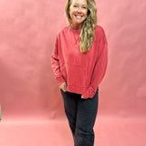 Crimson Chill Sweatshirt in Red - Shabby 2 Chic Boutiques