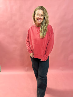 Crimson Chill Sweatshirt in Red - Shabby 2 Chic Boutiques