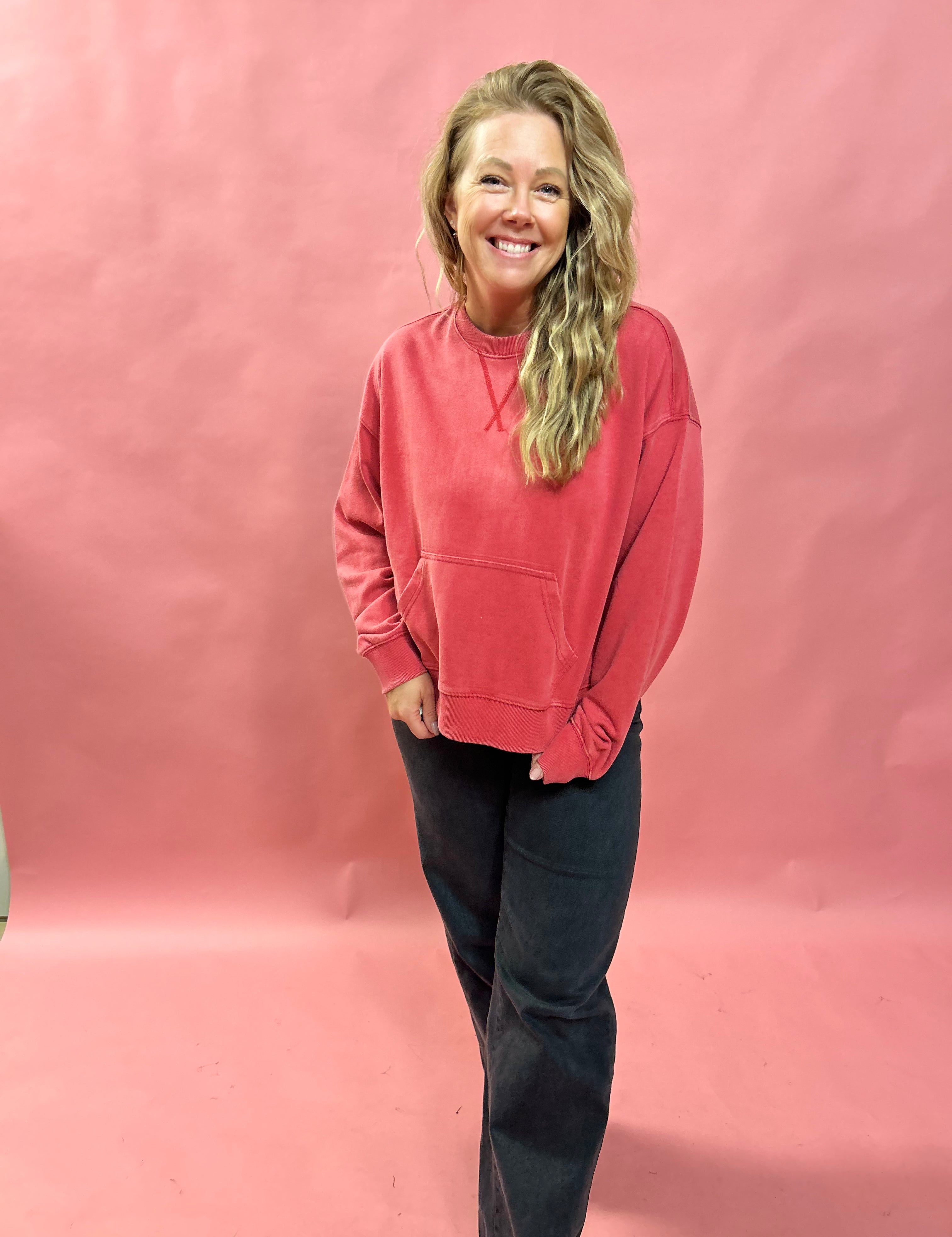 Crimson Chill Sweatshirt in Red - Shabby 2 Chic Boutiques