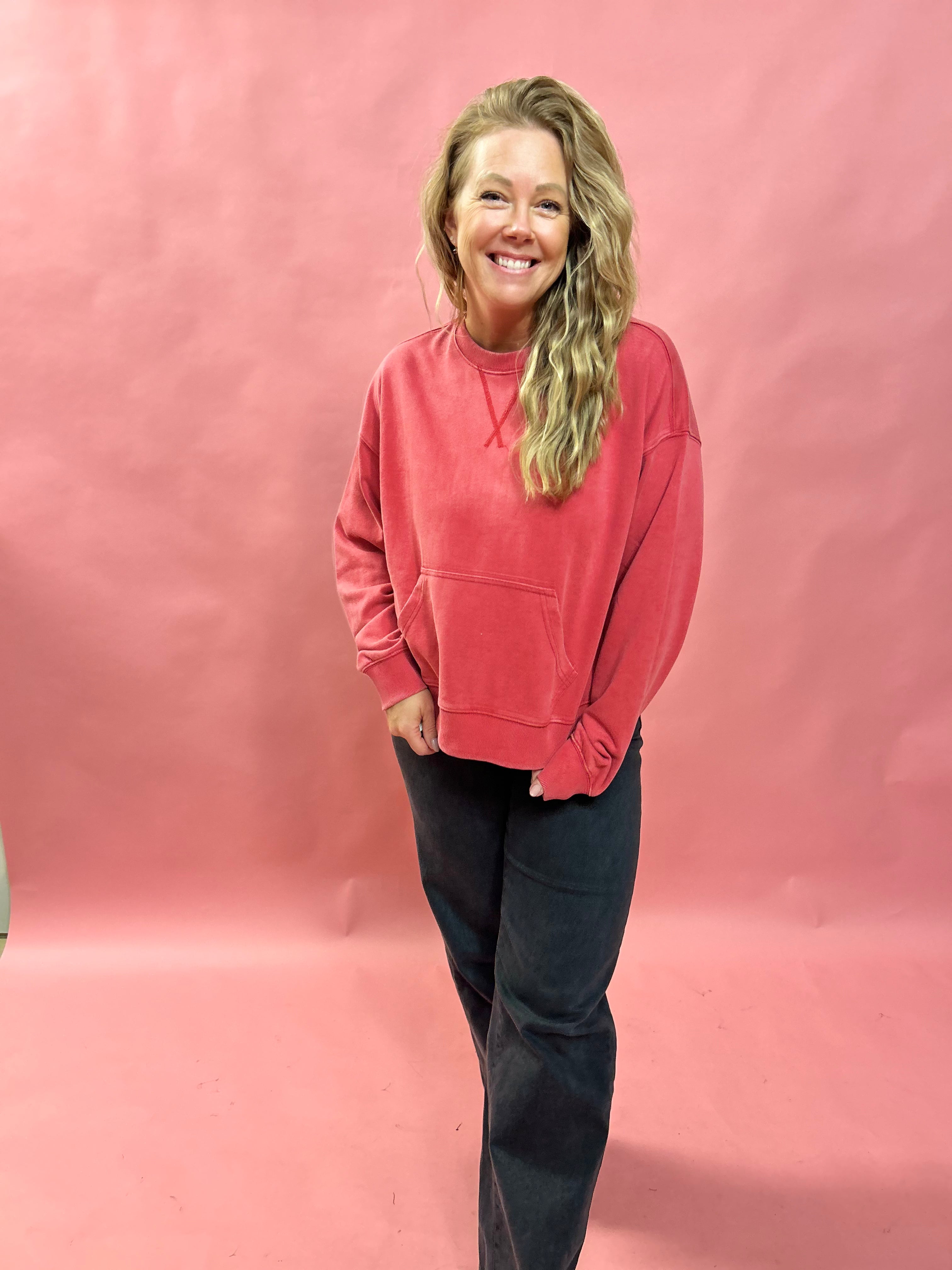Crimson Chill Sweatshirt in Red - Shabby 2 Chic Boutiques