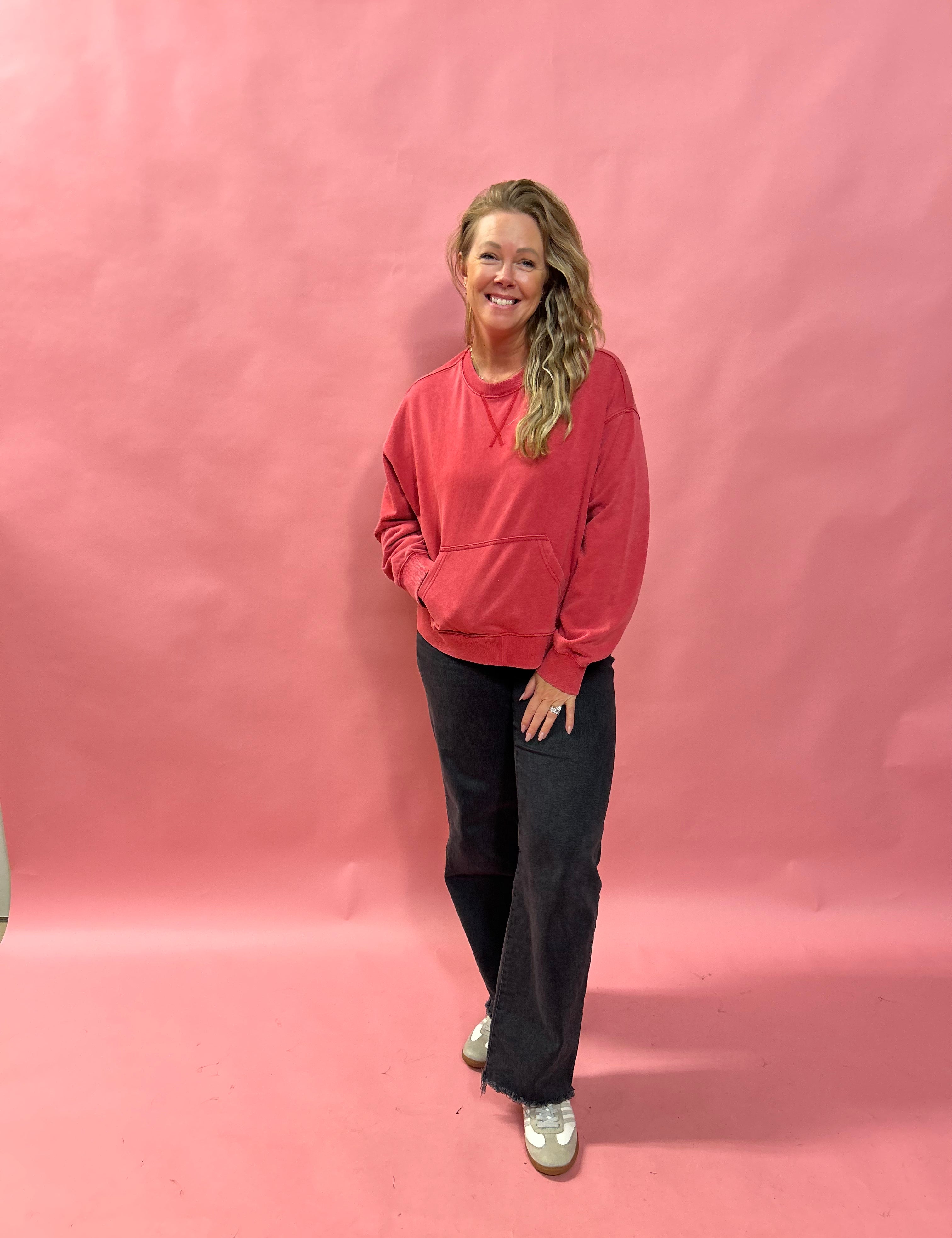 Crimson Chill Sweatshirt in Red - Shabby 2 Chic Boutiques