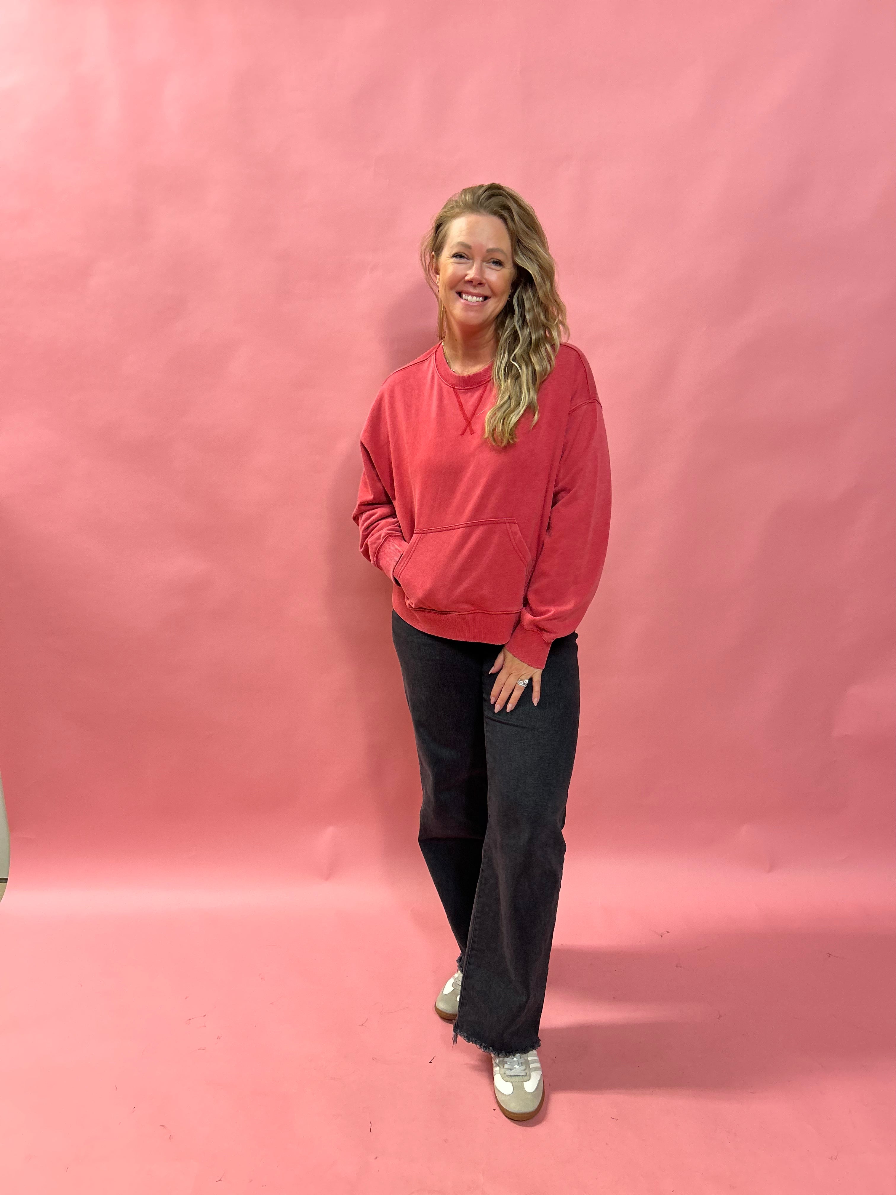 Crimson Chill Sweatshirt in Red - Shabby 2 Chic Boutiques