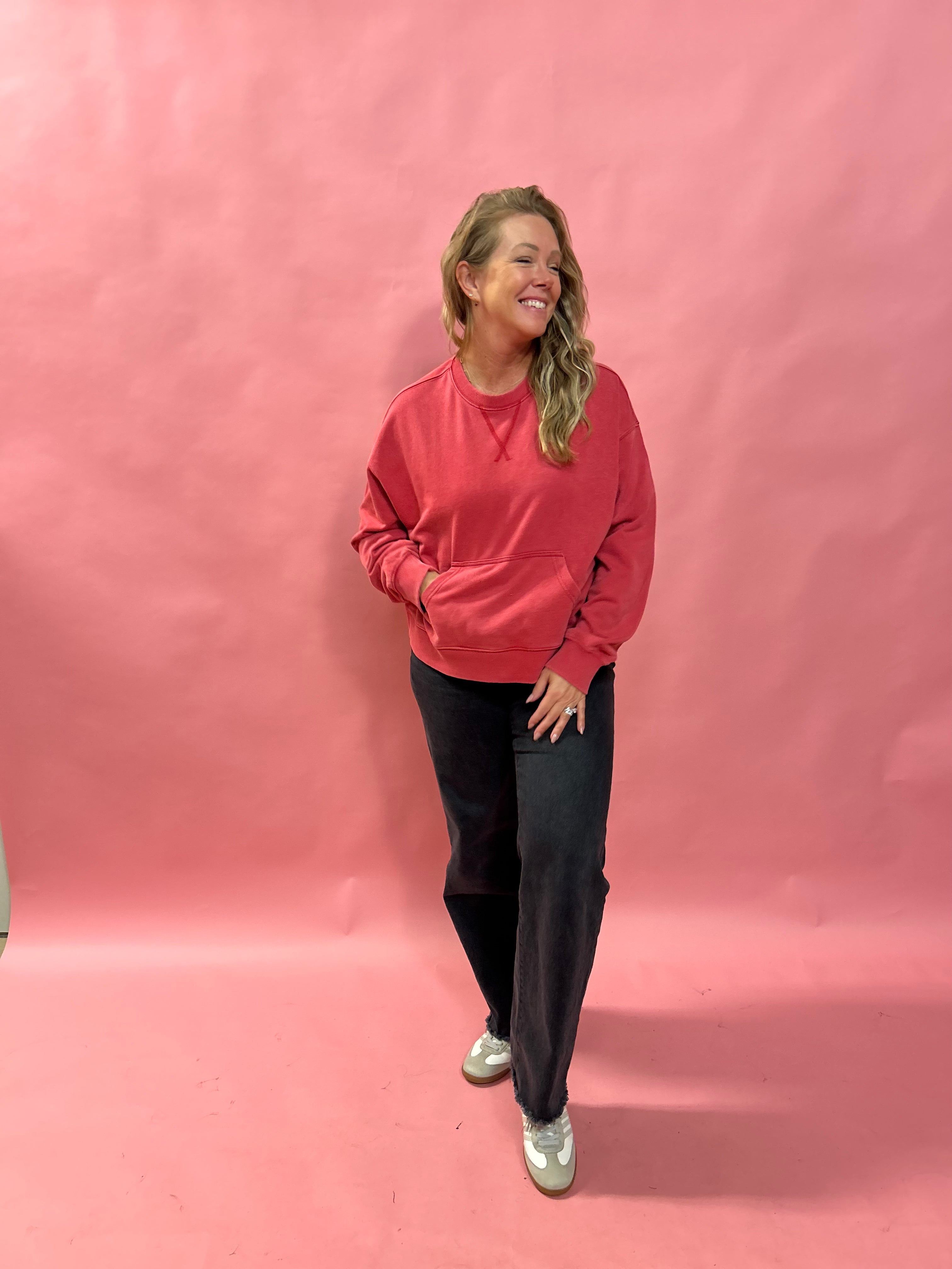 Crimson Chill Sweatshirt in Red - Shabby 2 Chic Boutiques