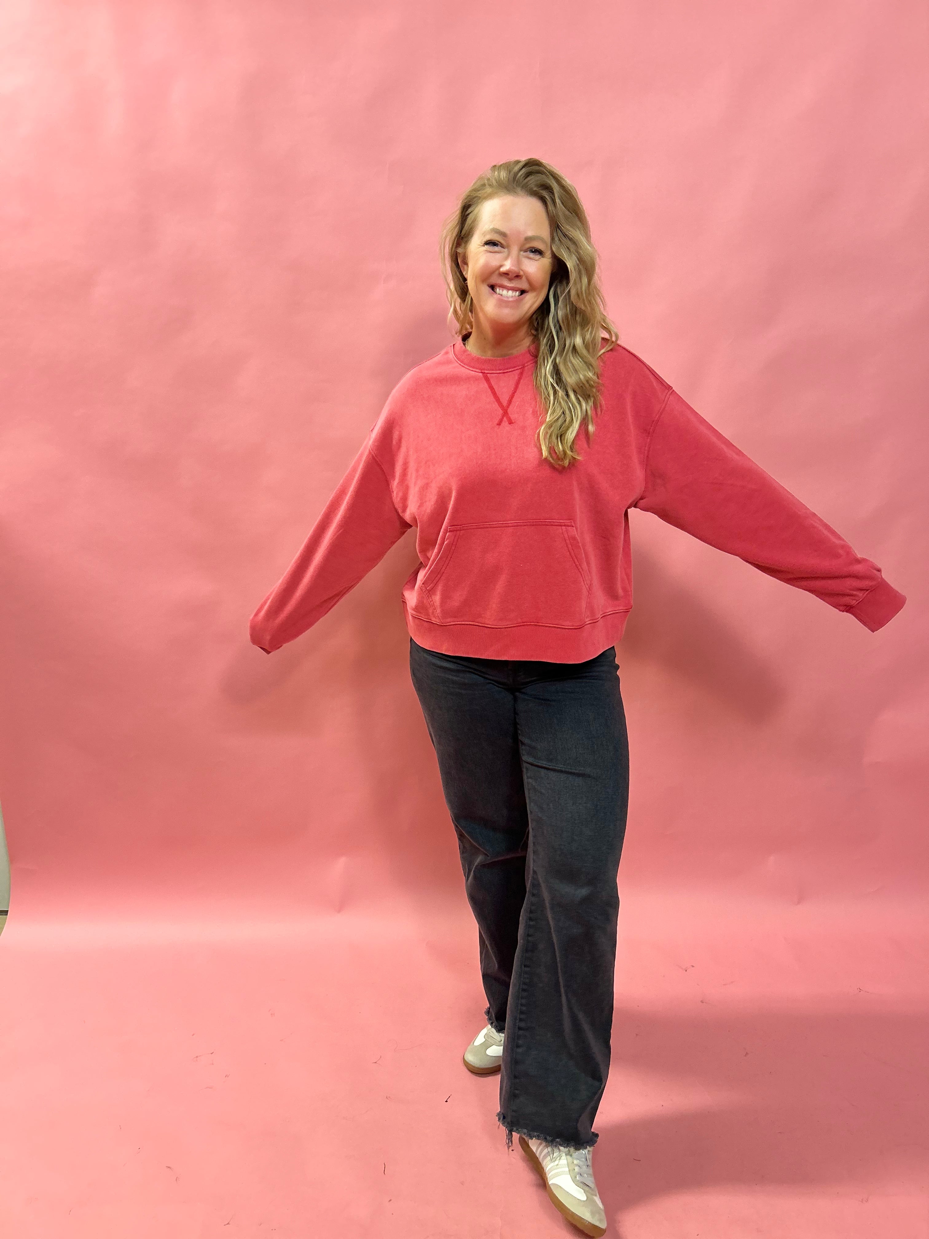 Crimson Chill Sweatshirt in Red - Shabby 2 Chic Boutiques