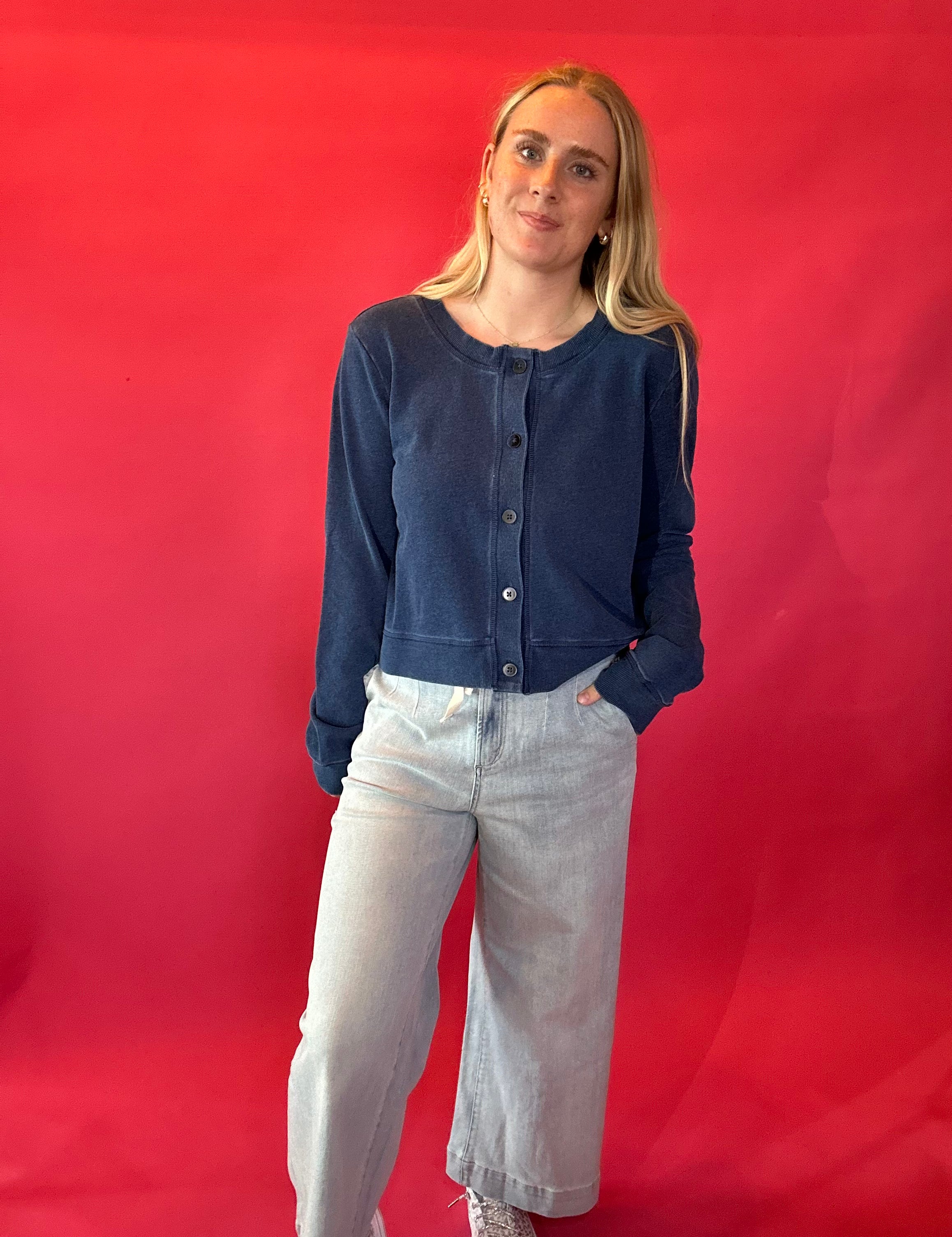 Daily Knit Denim Cardigan