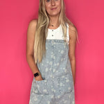 Dandelion Washed Denim Overall Mini Dress - Shabby 2 Chic Boutiques