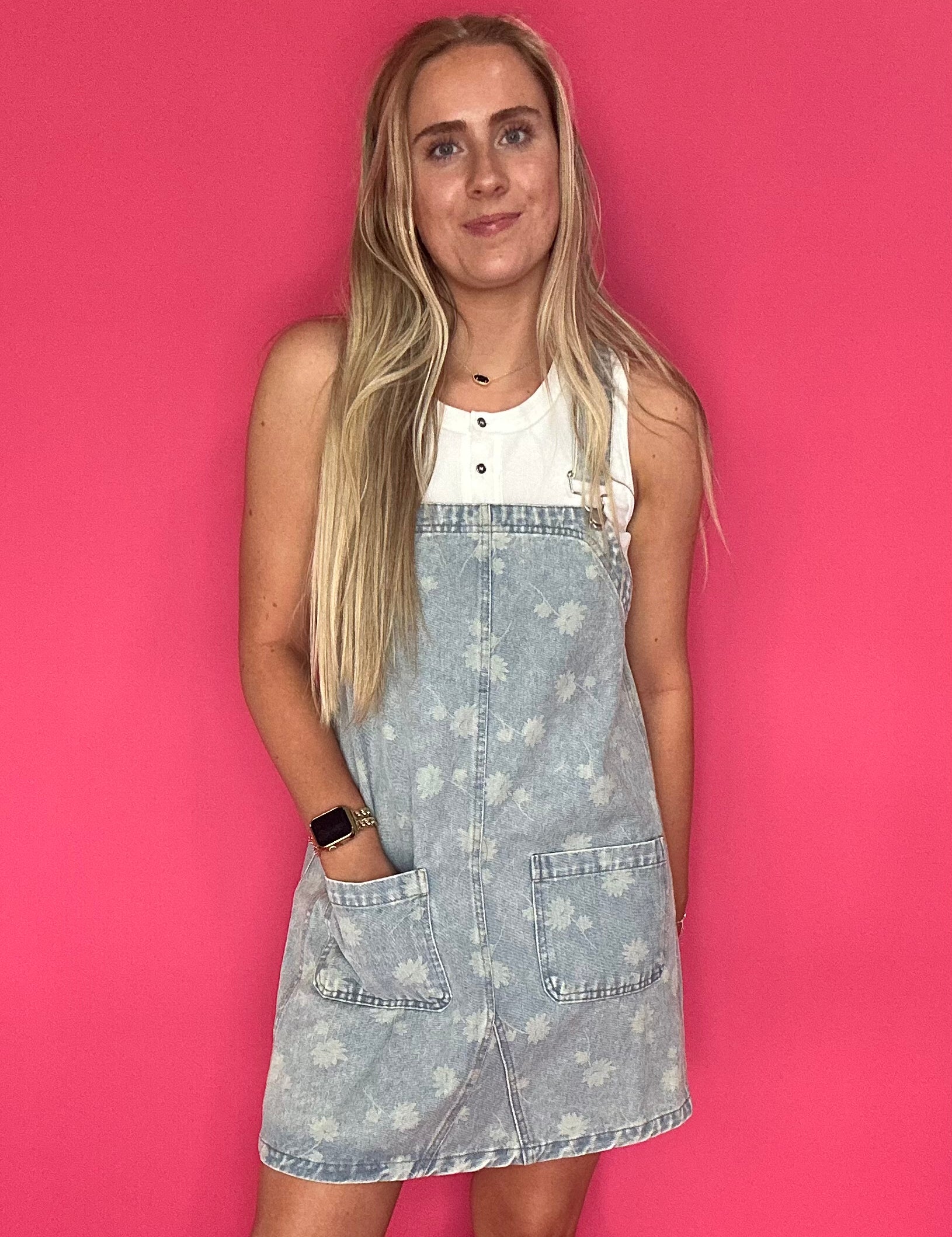Dandelion Washed Denim Overall Mini Dress - Shabby 2 Chic Boutiques