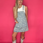 Dandelion Washed Denim Overall Mini Dress - Shabby 2 Chic Boutiques
