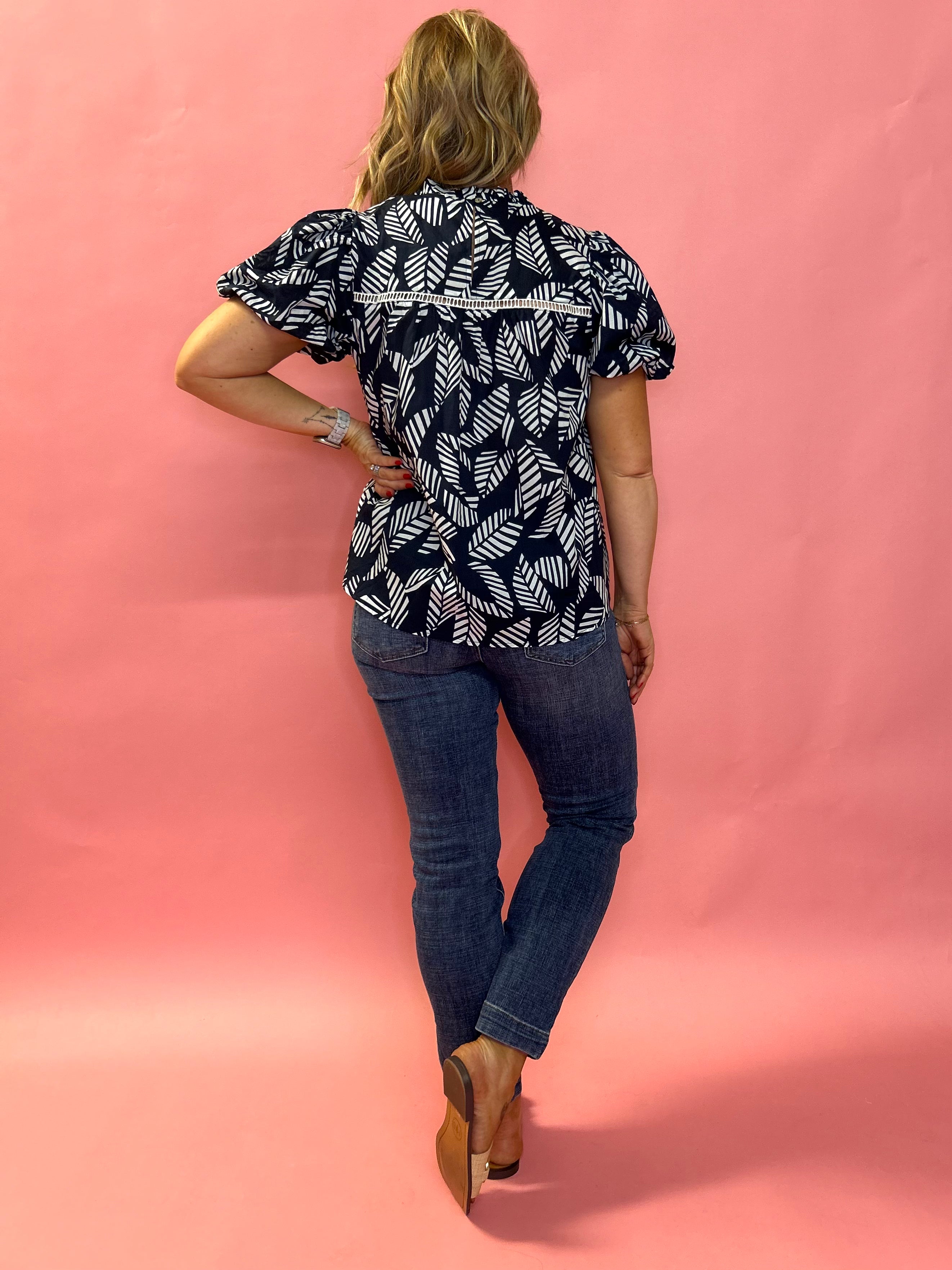 Danika Short Sleeve Top in Navy