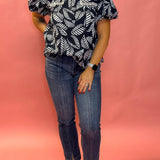 Danika Short Sleeve Top in Navy