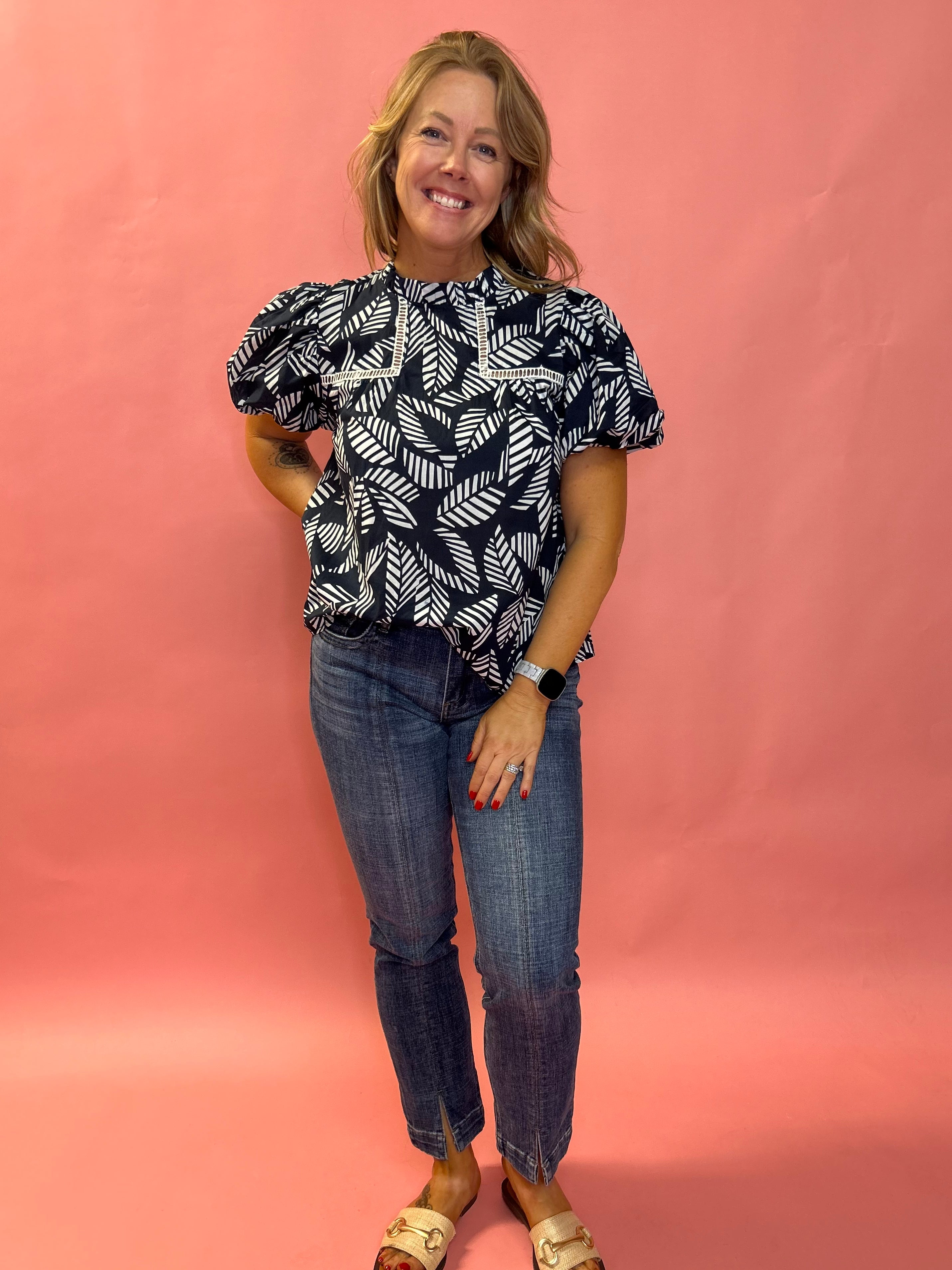 Danika Short Sleeve Top in Navy