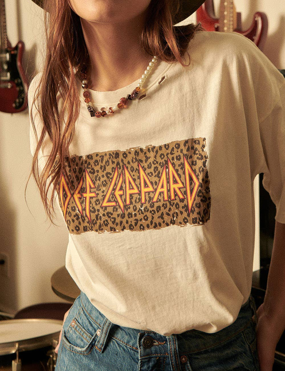 Def Leppard Leopard Print Oversized Graphic Tee