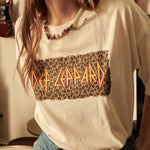 Def Leppard Leopard Print Oversized Graphic Tee