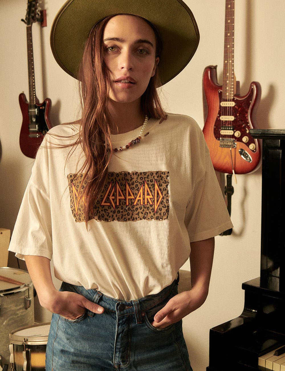 Def Leppard Leopard Print Oversized Graphic Tee