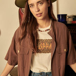 Def Leppard Leopard Print Oversized Graphic Tee