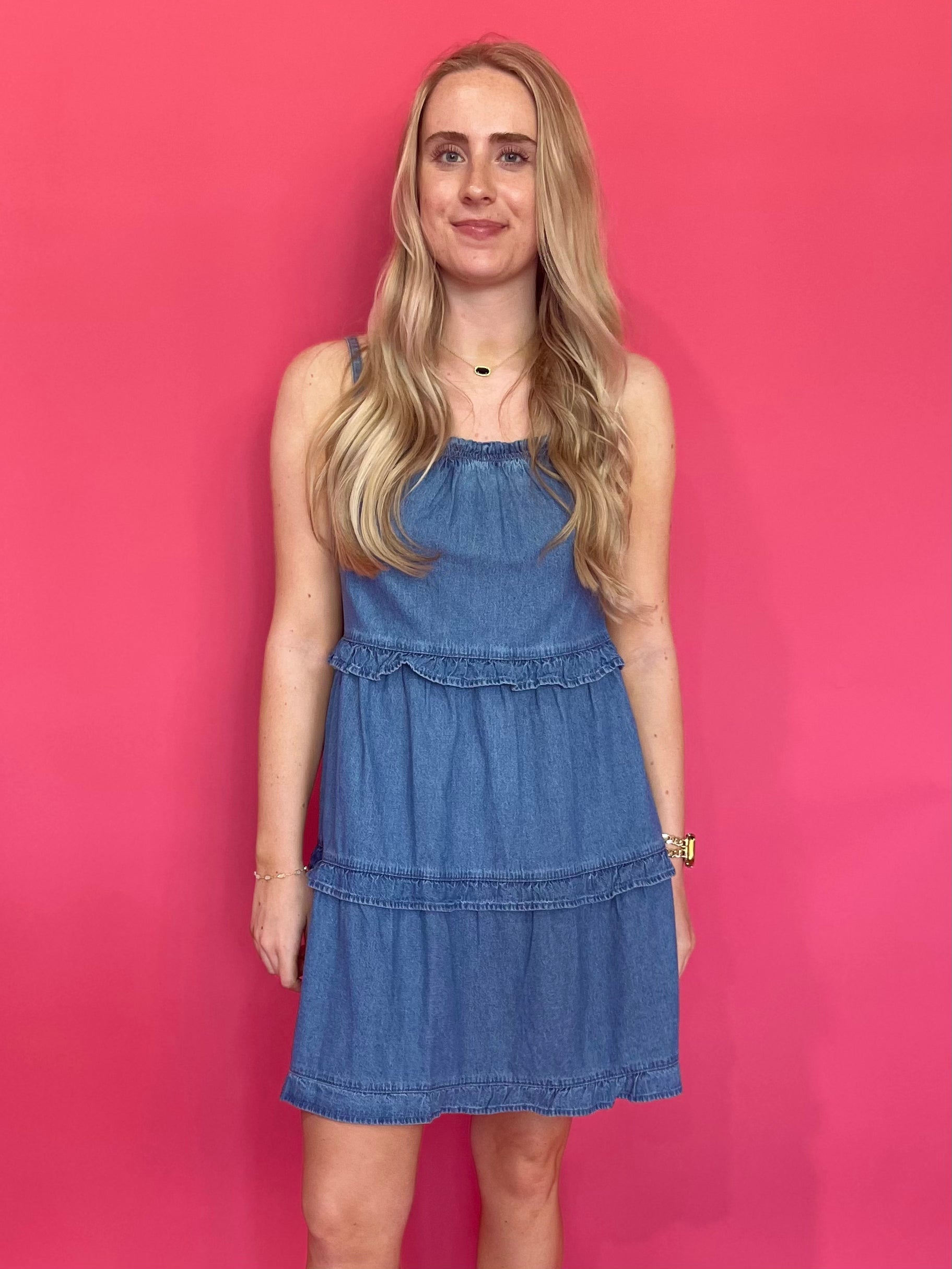 Denim Darling Ruffle Mini Dress - Shabby 2 Chic Boutiques